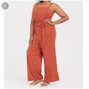 Torrid Stripe Challis Wide Leg Jumpsuit Romper